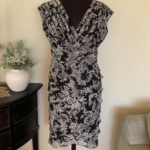 Adrianna Papell Black and White Floral Dress